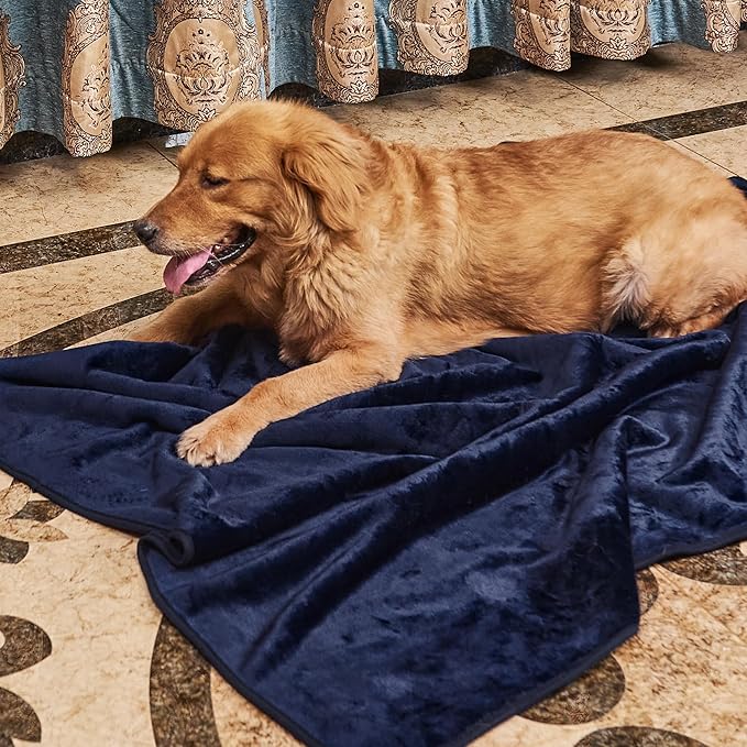 NICETOWN Dog Blankets for Large Dogs 50" x 60", Navy