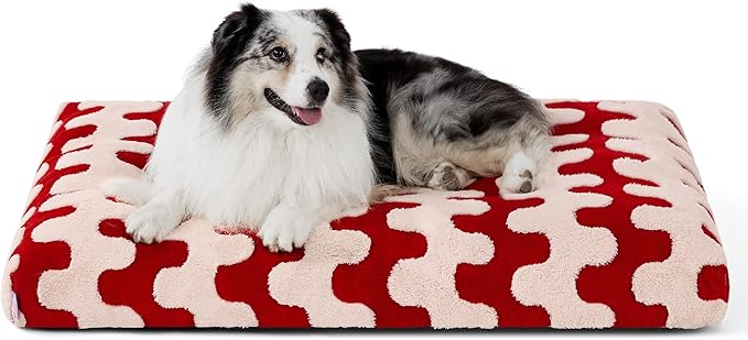 Lesure XLarge Dog Bed-Thick Shredded Chopped Foam Pet Bed Bottom(41'x28', Red)