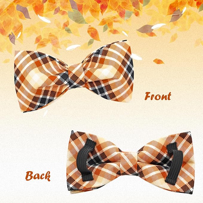 Lionheart glory Dog Collar Fall Dog Collars with Bow Plaid Dog Collar Bow Female Male Pet Collar Dogs Collar Bows Duty Adjustable Dog Bow Collars for Small Dogs