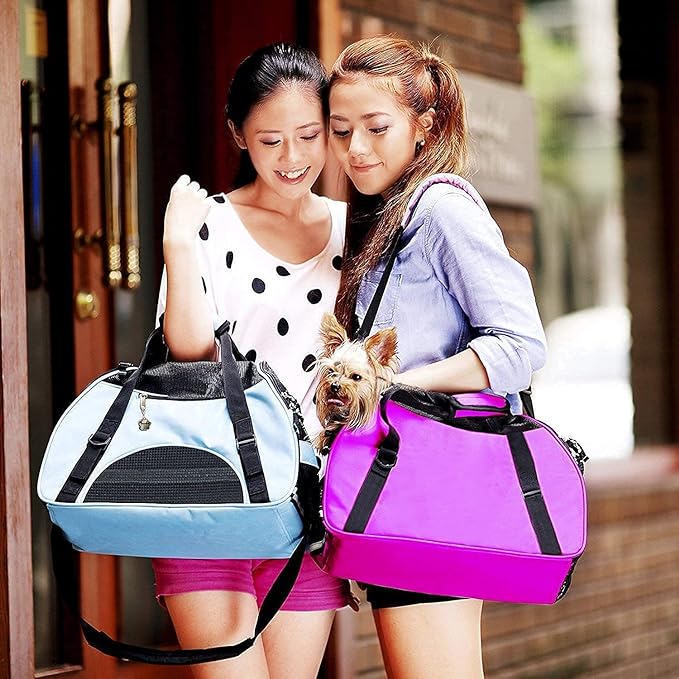 Cat Carrier,Soft-Sided Pet Travel Carrier for Cats,Dogs Puppy Comfort Portable Foldable Pet Bag Airline Approved (Small Rosered)