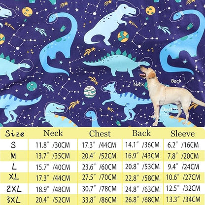 Dog Navy T Shirts with Universe Dinosaur Pattern Printed Pet Shirt Softable Pajamas Large Dogs (3XL, Navy)