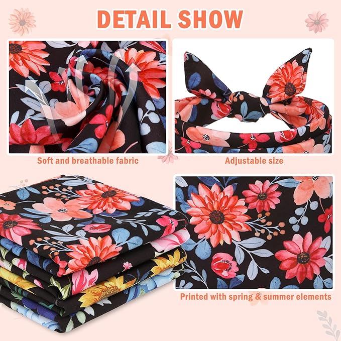 SCENEREAL Summer Dog Bandanas Bulk 4 Pack for Small Medium Large Dogs