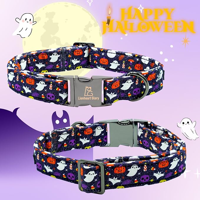 Lionheart glory Halloween Dog Collars, Bowtie Dog Collar Heavy Duty Adjustable Fall Holiday Dog Collar for Large Collar Dog Bow Female or Male Dog Collar Pet Collar Gift