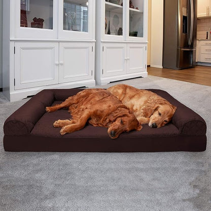 Furhaven Orthopedic Dog Bed for Large Dogs w/ Removable Bolsters & Washable Cover 125 lbs