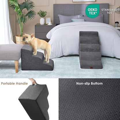 EHEYCIGA Curved Dog Stairs for Small Dogs 15.7" H 3-Step Dog