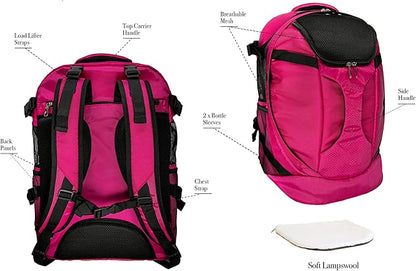 Large Pet Cat Backpack Dog Backpack for Most Dog Sizes Travel&Hiking Pet Carrier Backpack with Safety Leash Large Ventilations Double-Layer Structure (Magenta)