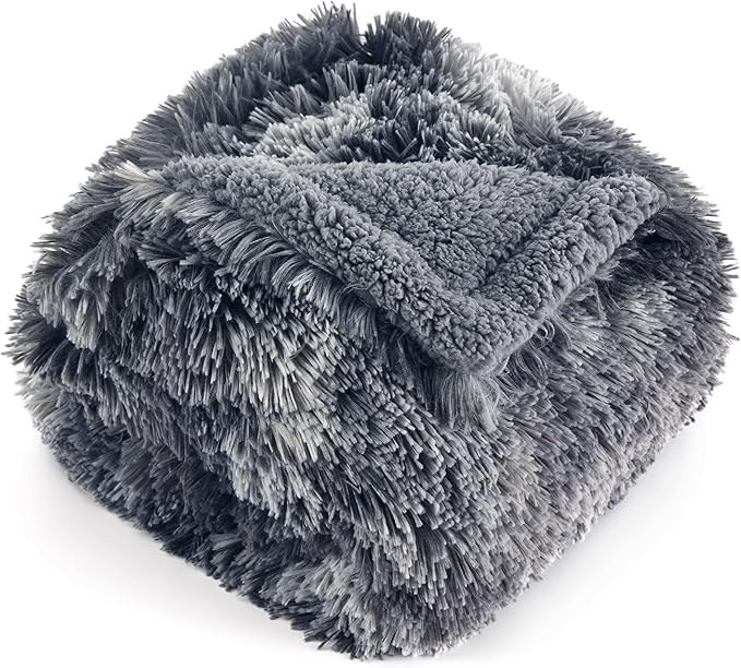 Bedsure Waterproof Dog Blankets for Medium Dogs - Calming Cat Blanket for Couch Protector Washable, Long Faux Fur Pet Throw Blanket for Puppy, Reversible Furniture Protection, 30"x40", Tie-dye Grey