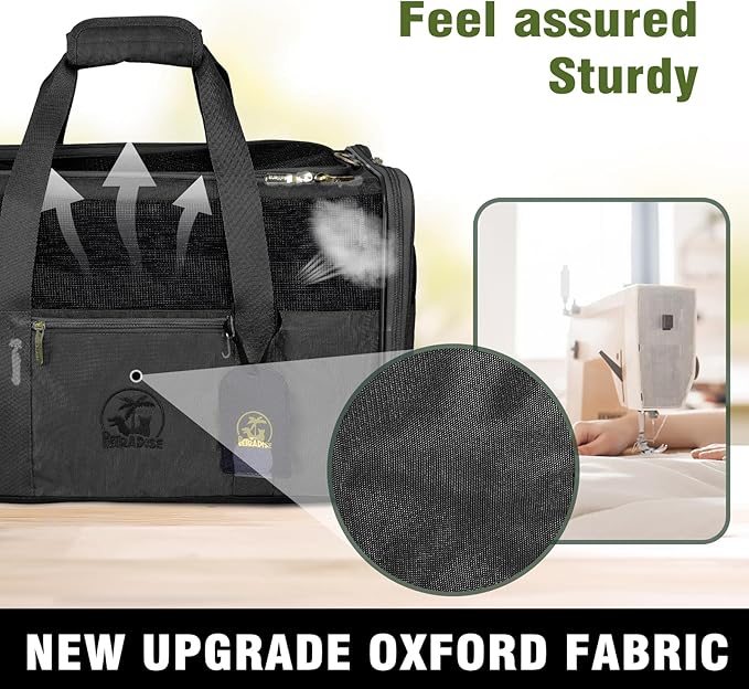 Luxury Pet Carrier for Dogs, Cats, Puppies - Airline TSA Approved, Durable Anti-Scratch Fabric, Soft-Sided, Consistent Airflow, Foldable Design, Cushion Pad, Travel (Black, Medium)