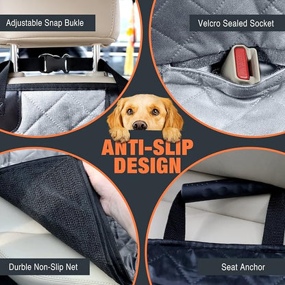IVY&LANE Dog Car Seat Cover for Back Seat 100% Waterproof 600D Scratch (Grey,59"×52")