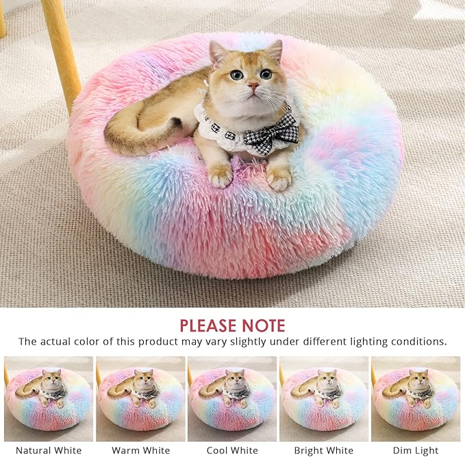 JOLLYVOGUE Calming Donut Dog Bed & Cat Bed (20")