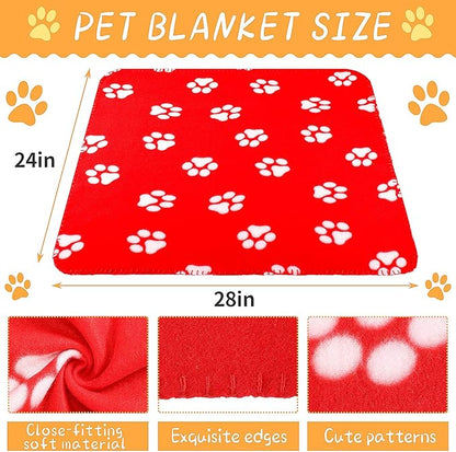 Tatuo 12 Pieces Puppy Blanket for Litter Dog Bulk Summer Throw Blanket Puppy Fleece Blanket with Paw Print Soft Sleep Mat Washable Pet Pad for Kitten Puppy Small Animals(Multiple Style)