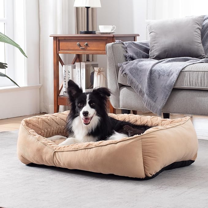 GASUR Rectangle Dog Bed for Large Dogs (35"x 25"x 9"), Black)