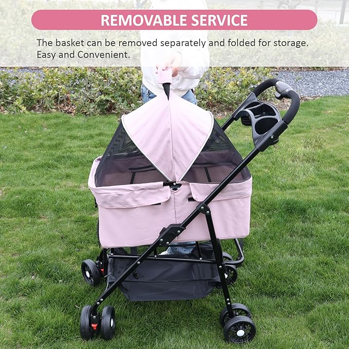 Medium Pet Stroller for Dogs Up to 30lbs 4 Wheels
