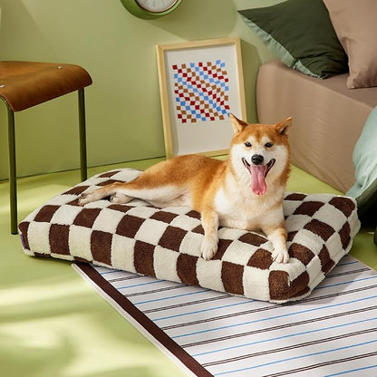 Lesure Dog Beds Large Sized Dog-Thick Shredded Chopped Foam Pet Bed Bottom(35'x22', Brown)