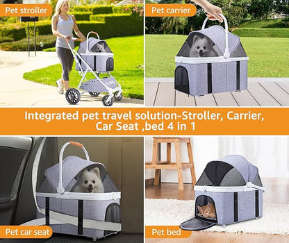 iBuddy Pet Stroller for Dog and Cat 4 in 1 Detachable Pet Travel Carrier & Car Seat