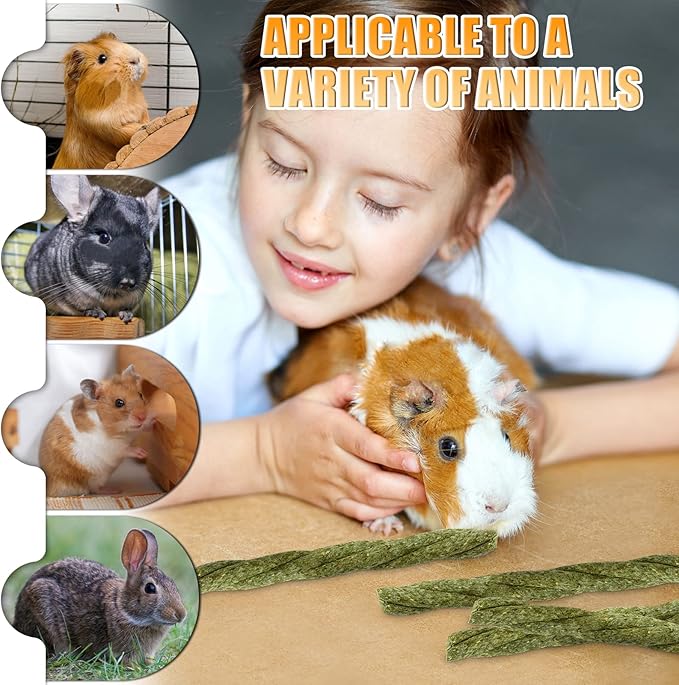 20pcs Natural Timothy Hay Sticks,Hamster Guinea Pig Rabbits Chew Toys Small Animals Treats Bunny Toys ,Timothy Grass Molar Sticks Good for Pets Rats Bunny Teeth Health (Twisted Till Straw Sticks)