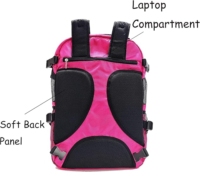 Large Pet Cat Backpack Dog Backpack for Most Dog Sizes Travel&Hiking Pet Carrier Backpack with Safety Leash Large Ventilations Double-Layer Structure (Magenta)