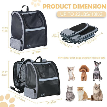 Petsfit Cat Backpack Carrier,Pet Carrier Backpacks Expandable with Great Ventilation,Fleece Mat,Perfect for Hiking,Camping Hold Pets Under 22 lbs