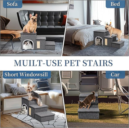 Upgrade XL Dog Stairs for Bed and Couch 35.5"L x 13.8"D x 17"H, Foldable 180lbs