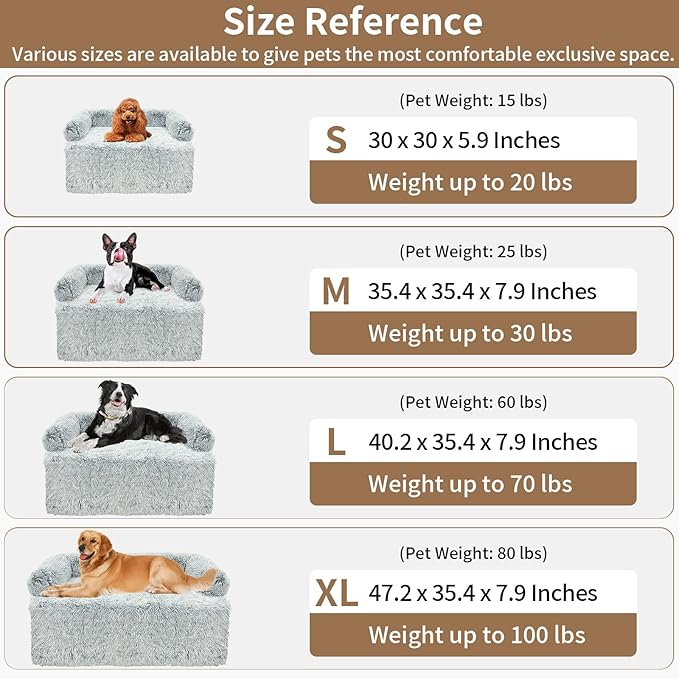 Calming Dog Couch Bed for Large Dogs 47.2 x 35.4 x 7.9 Inches