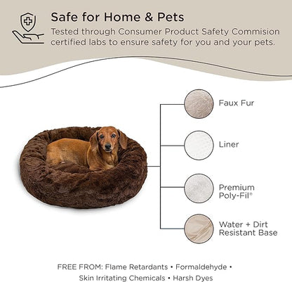 Best Friends by Sheri The Original Calming Donut Cat and Dog Bed in Lux Fur Dark Chocolate 23"