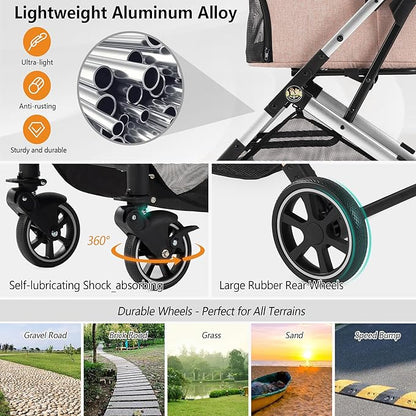 Kenyone Pet Stroller for Small to Medium Dogs Durable Cat Stroller with Lightweight Aluminum Frame
