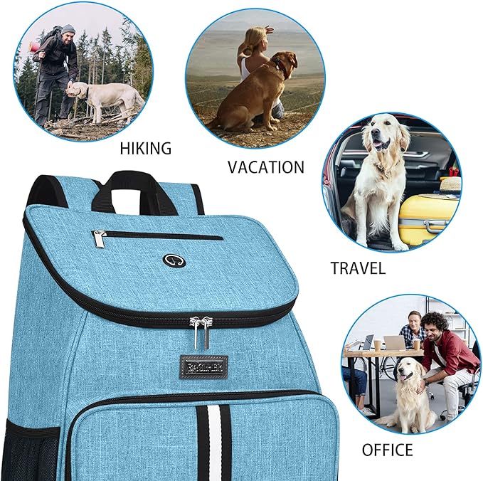 BAGLHER丨Dog Travel Bag, Airline Approved Pet Supplies Backpack, Dog Travel Backpack with 2 Silicone Collapsible Bowls and 2 Food Baskets