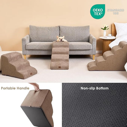 EHEYCIGA Curved Dog Stairs for High Beds 19.7" H 4-Step Dog