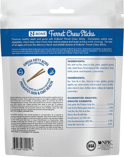 N-Bone Ferret Chew Sticks Bacon Flavor, 3.74-oz Bag