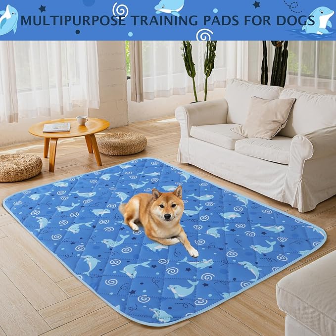 IEUUMLER Washable Pee Pads for Dogs 1 Pack EU007 (Dolphin, 48"X48"-1pcs)