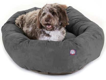 Majestic Pet 52 Inch Suede Calming Dog Bed Washable – Cozy Soft Round Dog Bed with Spine Support for Dogs to Rest their Head 52x35x11 (Inch)