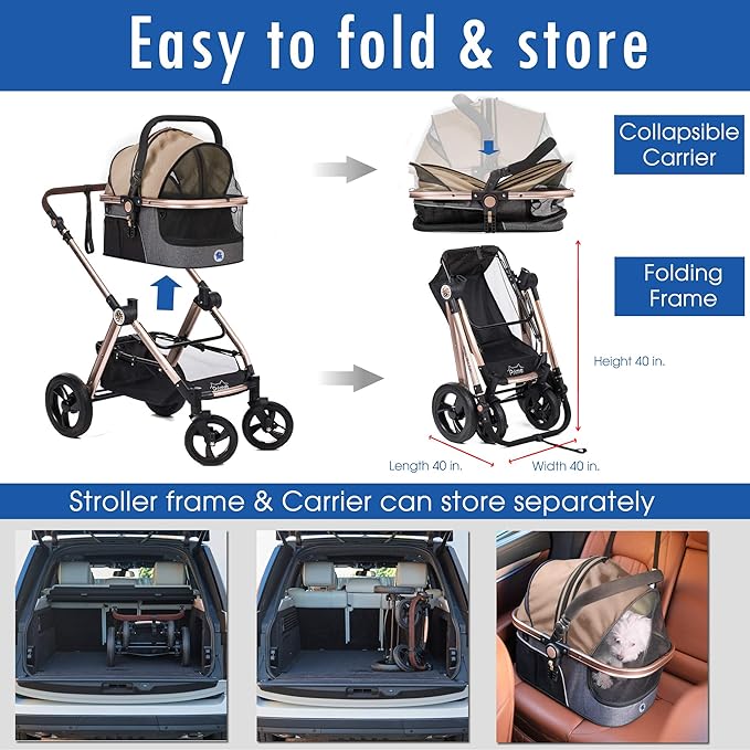 HPZ Pet Rover Prime 3-in-1 Luxury Dog/Cat Stroller