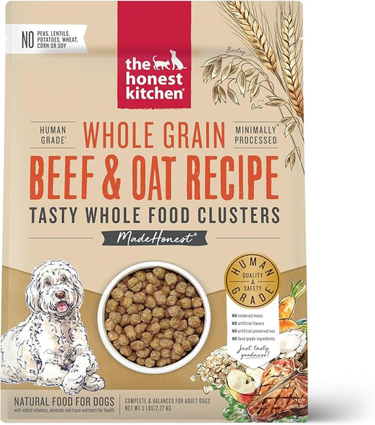 The Honest Kitchen Whole Food Clusters Whole Grain Beef & Oat Dry Dog Food, 5 lb Bag