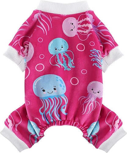 Dog Pajamas Cute Duck Soft Fleece Stretchy Dog Onesie Pet Pjs Fall Dog Clothes for Small Dogs Girl Boy (X-Small, Rose)