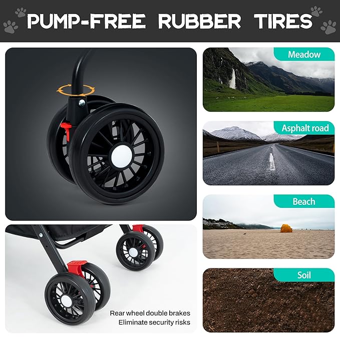 Pet Stroller 4 Wheels Dog Cat Stroller