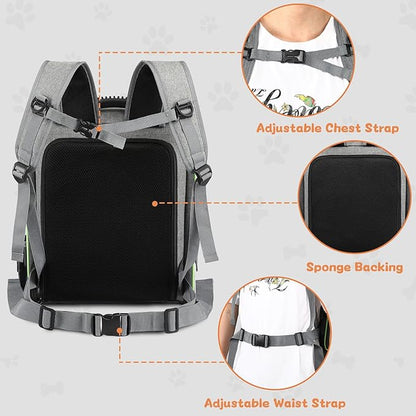 Expandable Cat Backpack Carrier with Waist Strap, Breathable Mesh Pet Carrier Soft Cat Travel Bag for Cats Small Dogs Puppies, Airline Approved Dog Backpack Carrier for Hiking Camping Outdoor