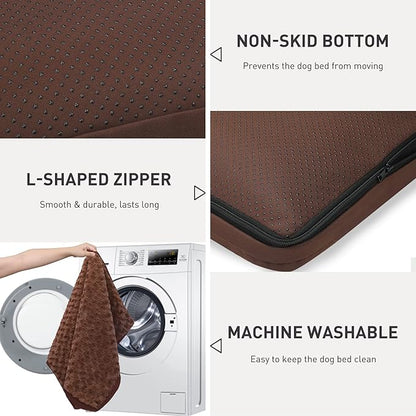 Dog Crate Bed Waterproof Dog Beds for Small Dogs Rose Velvet Soft Fluffy Washable Dog Bed with Removable Cover & Anti-Slip Bottom 23 x 17 Inch,