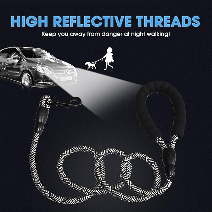 BAAPET 2/4/5/6 FT Dog Leash with Comfortable Padded Handle and Highly Reflective Threads for Small Medium and Large Dogs (5FT-1/2''