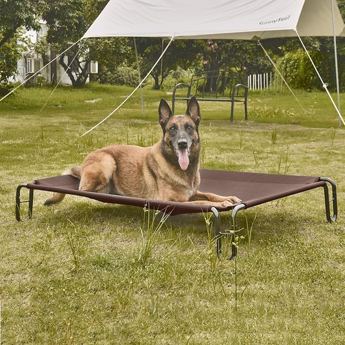 pettycare Elevated Outdoor Dog Bed 65 lbs,Brown
