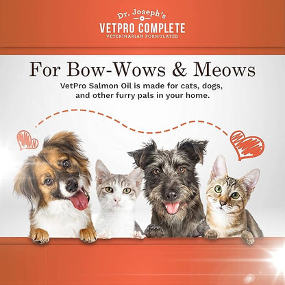 VetPro 100% Pure Wild Alaskan Salmon Oil Supplement for Dogs & Cats, 16 Ounces, Omega 3 & 6 Liquid Fish Oil, Supports Healthy Coat & Joints, Helps Dry Skin & Allergies, Add to Food