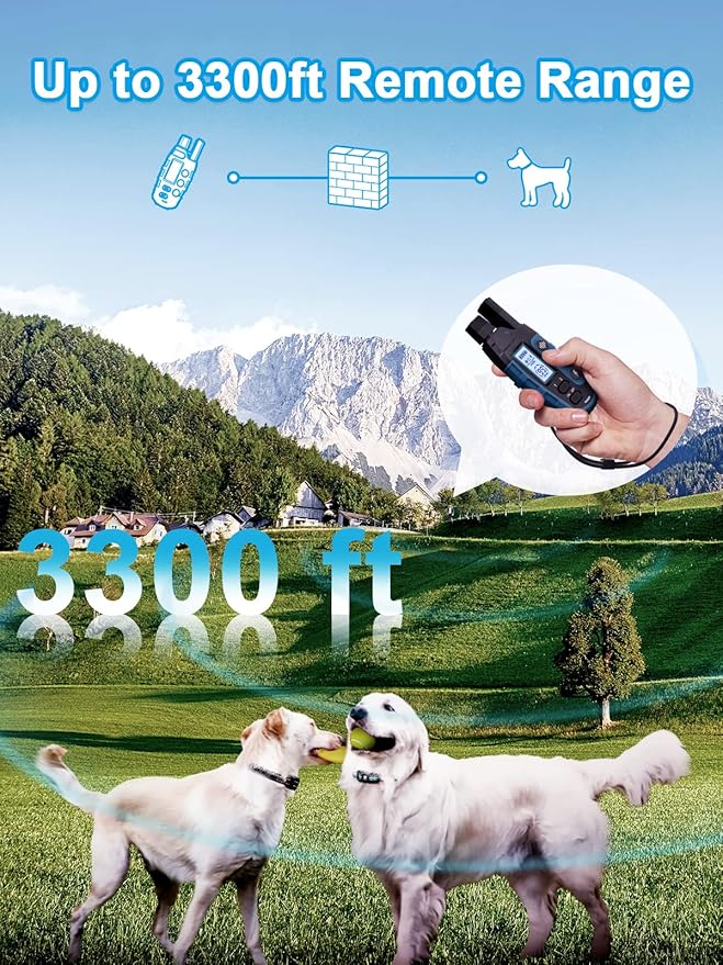 Bousnic Dog Shock Collar 2 Dogs (5-120Lbs) 3300 ft (1-8) Vibration (1-16) and (1-99) Modes