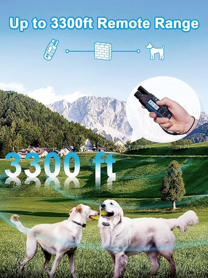 Bousnic Dog Shock Collar 2 Dogs (5-120Lbs) 3300 ft (1-8) Vibration (1-16) and (1-99) Modes