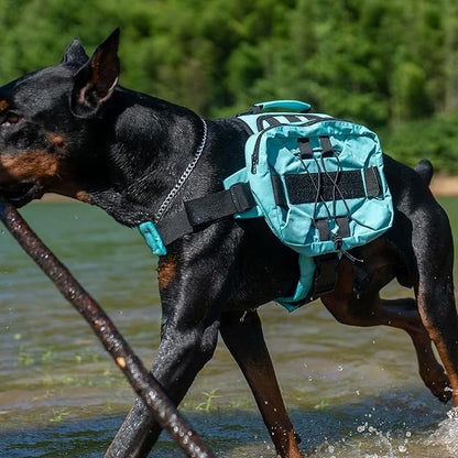 Large Dog Backpack, Outdoor Hound Saddle Bag Dog Pack with Side Pockets for Small Medium Large Dogs, Adjustable Tactical Dog Pack for Hiking, Travel, Camping, Training Turquoise L