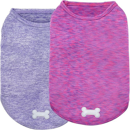 KYEESE 2 Pack Dog Shirts Quick Dry Soft Stretchy Sun Protection Dog T-Shirts with Reflective Label Tank Top Sleeveless Vest Dog Clothes for Small Medium Dogs