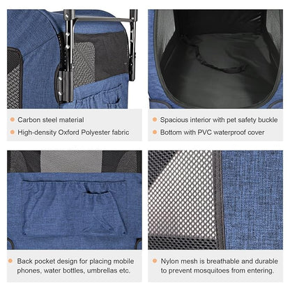 IREENUO 4 Wheels Dog Stroller for Large Pet Jogger Stroller for 2 Dogs 110 lbs