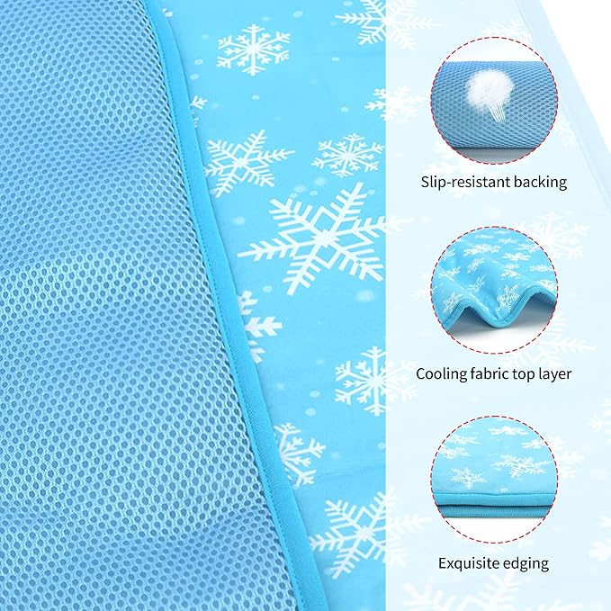 DELIFUR Dog Cooling Mat- Pet Cooling Mat Outdoor for Dogs Self Cooling Pad for Small Medium Dog Machine Washable (Large