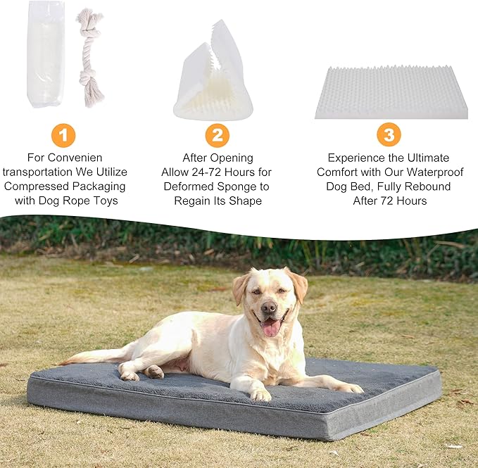 Orthopedic Waterproof Dog Bed for Large and Medium Dogs 44 x 32 inches 100 lbs