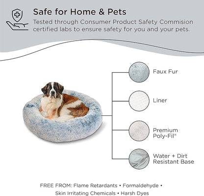 Best Friends by Sheri The Original Calming Donut Cat and Dog Bed in Shag Fur Denim 45"