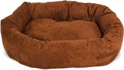 Majestic Pet 52 Inch Suede Calming Dog Bed Washable – Cozy Soft Round Dog Bed with Spine Support for Dogs to Rest their Head 52x35x11 (Inch)