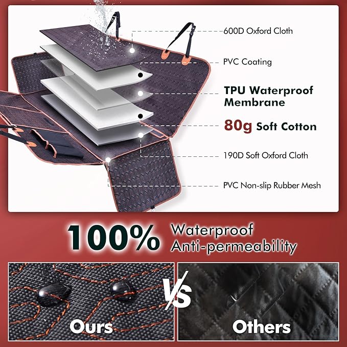 Dog Car Seat Cover 100% Waterproof 600D Scratch